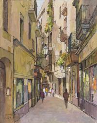 JOSÉ LUIS DE LOS COBOS SANJURJO (1934). "CALLE PETRITXOL".