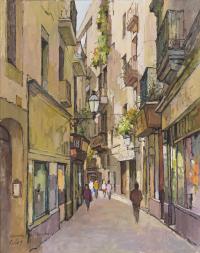 JOSÉ LUIS DE LOS COBOS SANJURJO (1934). "Carrer Petritxol".