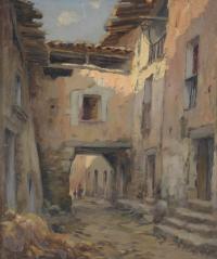 FRANCISCO PLANAS DORIA (1879-1955). "CALLE DE PUEBLO".