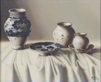 MANUEL BLESA (1945). "Bodegón cerámica", 1987.