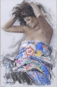 JOAN MARTÍ ARAGONES (1936-2009). "MUJER Y MANTÓN", 1990.