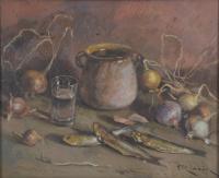 VICENTE RINCÓN GARRIDO (1892-1958). "BODEGÓN SARDINAS Y CE