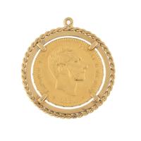 Colgante con moneda de 25 pesetas en oro Alfonso XII 1881