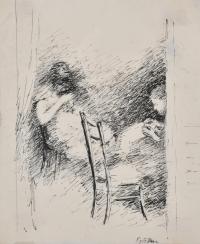 ESTEBAN VICENTE (1903-2001). "Jóvenes cosiendo", circa 193
