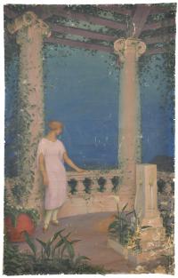 DIONÍS RENART GARCÍA (1878-1946). "Joven en el templete",