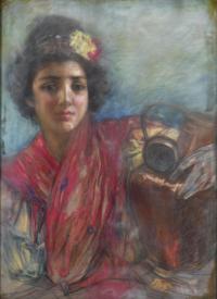 ATRIBUIDO A JULIO BORRELL (1877-1957). "Joven con mantón y