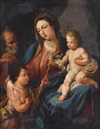ESCUELA ITALIANA, SIGLO XVIII-XIX. "Sagrada familia con Sa