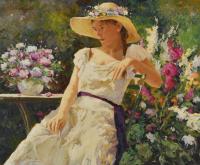JOSÉ MIGUEL ROMÁN FRANCÉS (1957). "Joven sentada con sombr