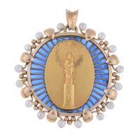 MASRIERA I CARRERAS. Colgante. Virgen del Pilar, con esmalt