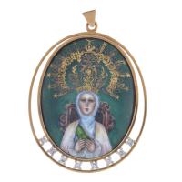 Colgante con imágen de la virgen en esmalte. PPS. S. XX.