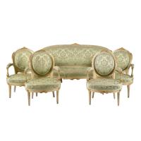 Juego de canapé y cuatro sillones estilo Luis XVI, siglo XI
