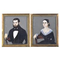 ESCUELA ESPAÑOLA, SIGLO XIX. Pareja de miniaturas, 1843.