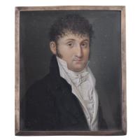 ESCUELA FRANCESA, SIGLO XIX. Miniatura con retrato masculi