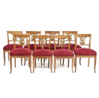 Conjunto de ocho sillas Fernandinas, siglo XIX.