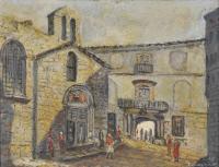 ESCUELA ESPAÑOLA, SIGLO XX. "Plaza con iglesia".