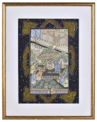 ESCUELA PERSA, MED, SIGLO XIX. "Escena cortesana".