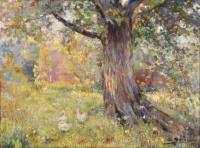 LLUÍS GRANER (1863-1929) "Paisaje con patos", 1923.