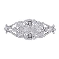 Broche doble transformable, con motivos florales y diamante