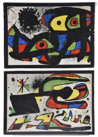 DESPUÉS DE JOAN MIRÓ (1893-1983). "Gos i ocell" y "Vol Espa