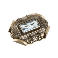 Broche art déco con piedra color aguamarina.