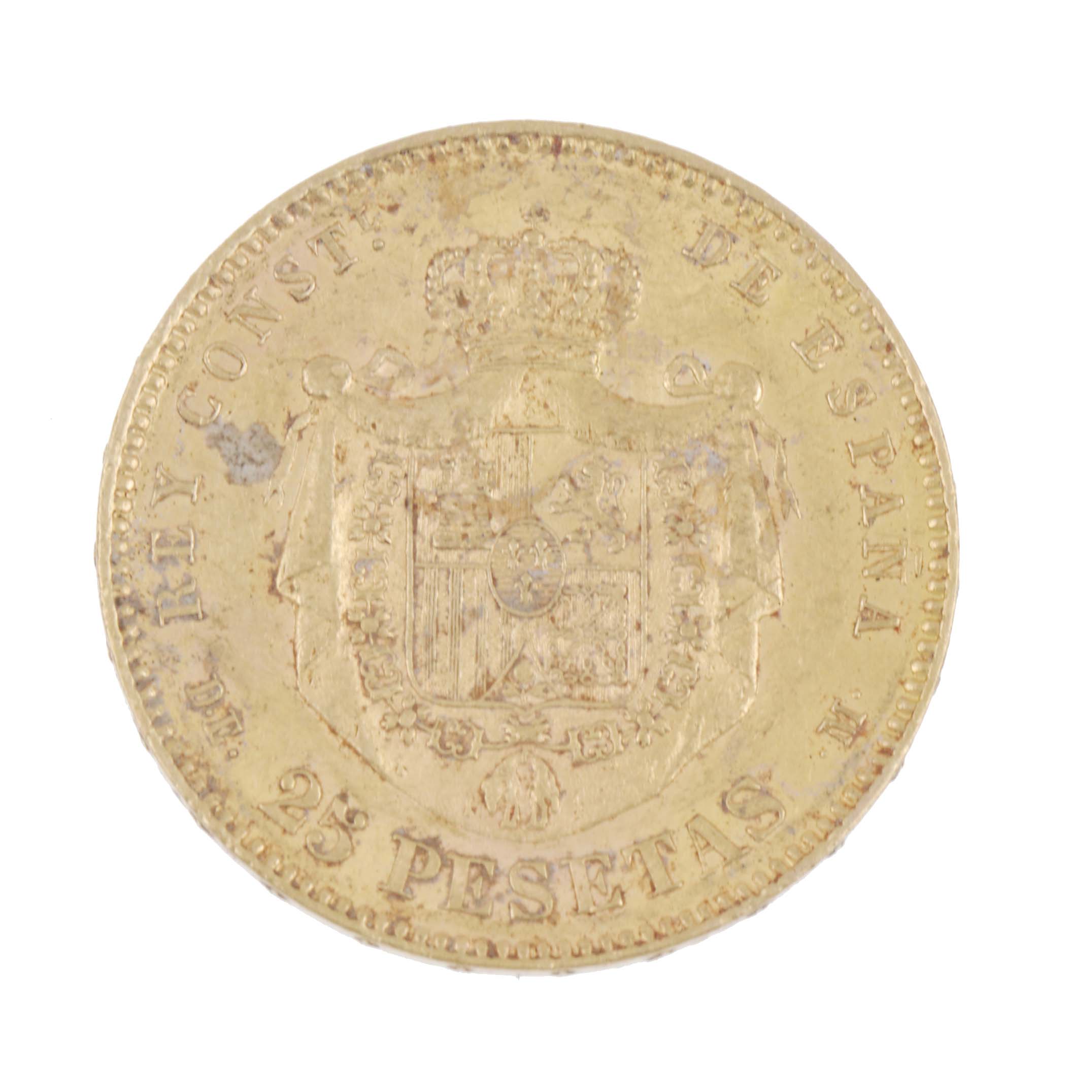 MONEDA EN ORO DE ALFONSO XII, 1877.