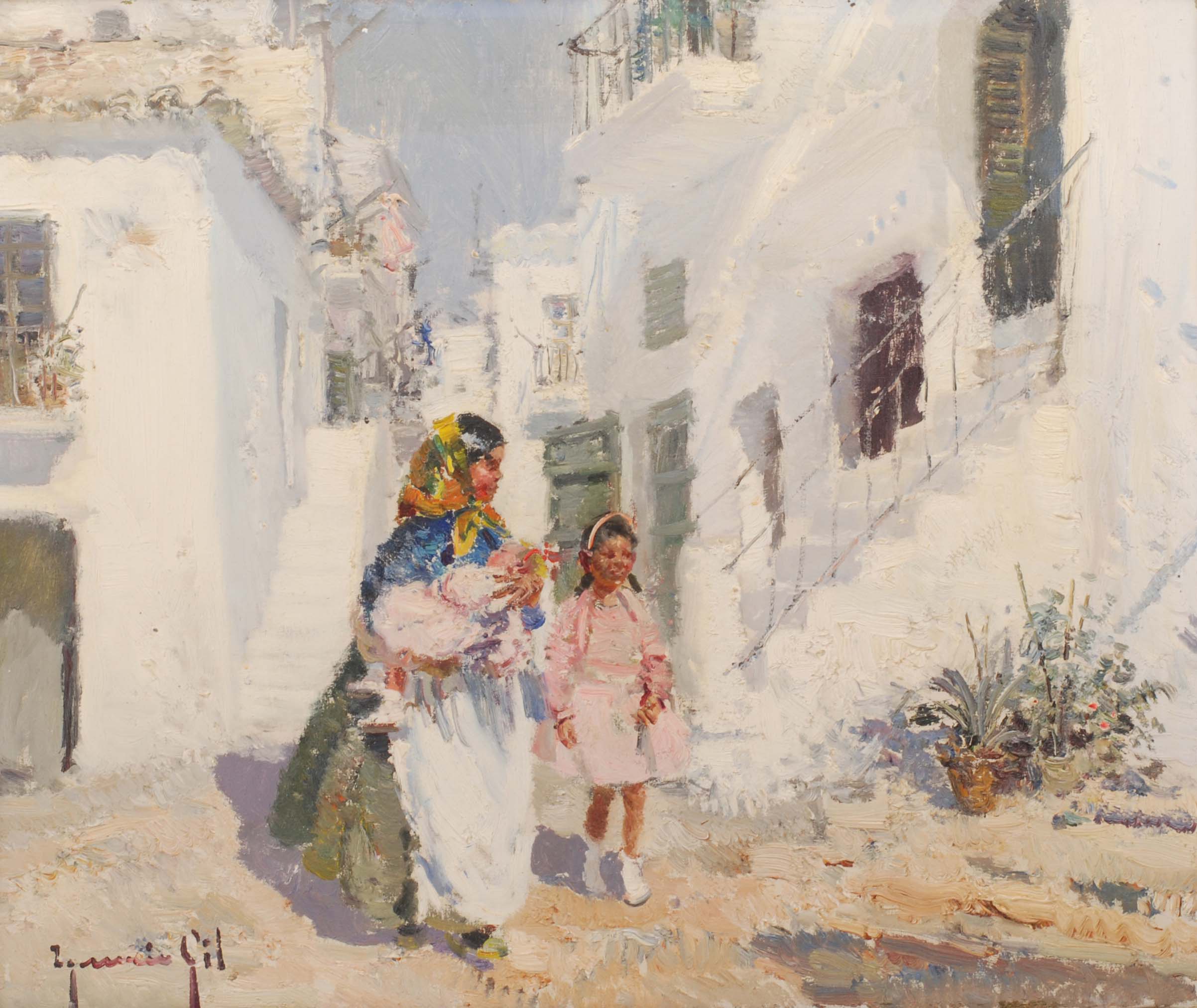 IGNACIO GIL (1913-2003), Gitanas., Óleo sobre lienzo.