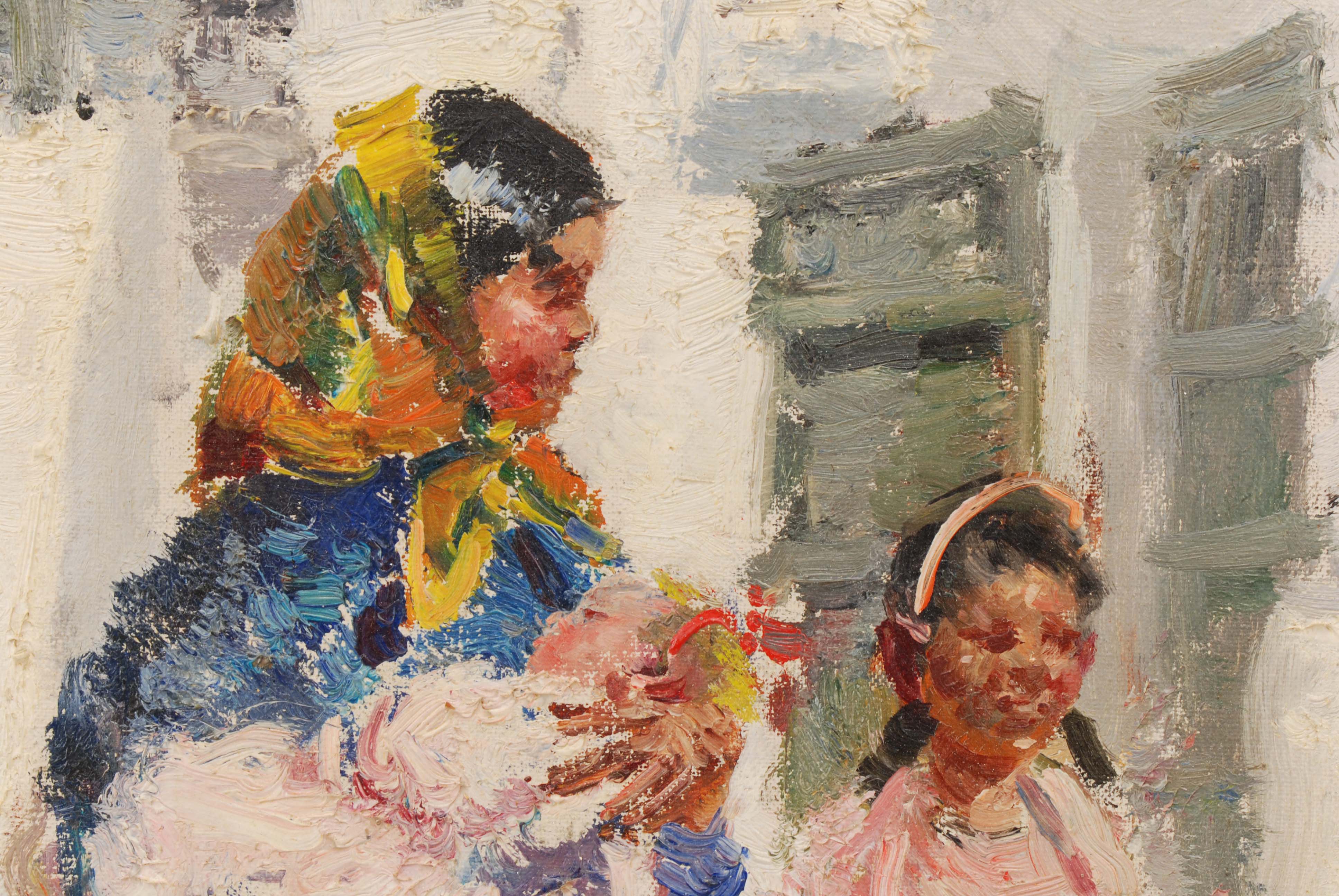 IGNACIO GIL (1913-2003), Gitanas., Óleo sobre lienzo.