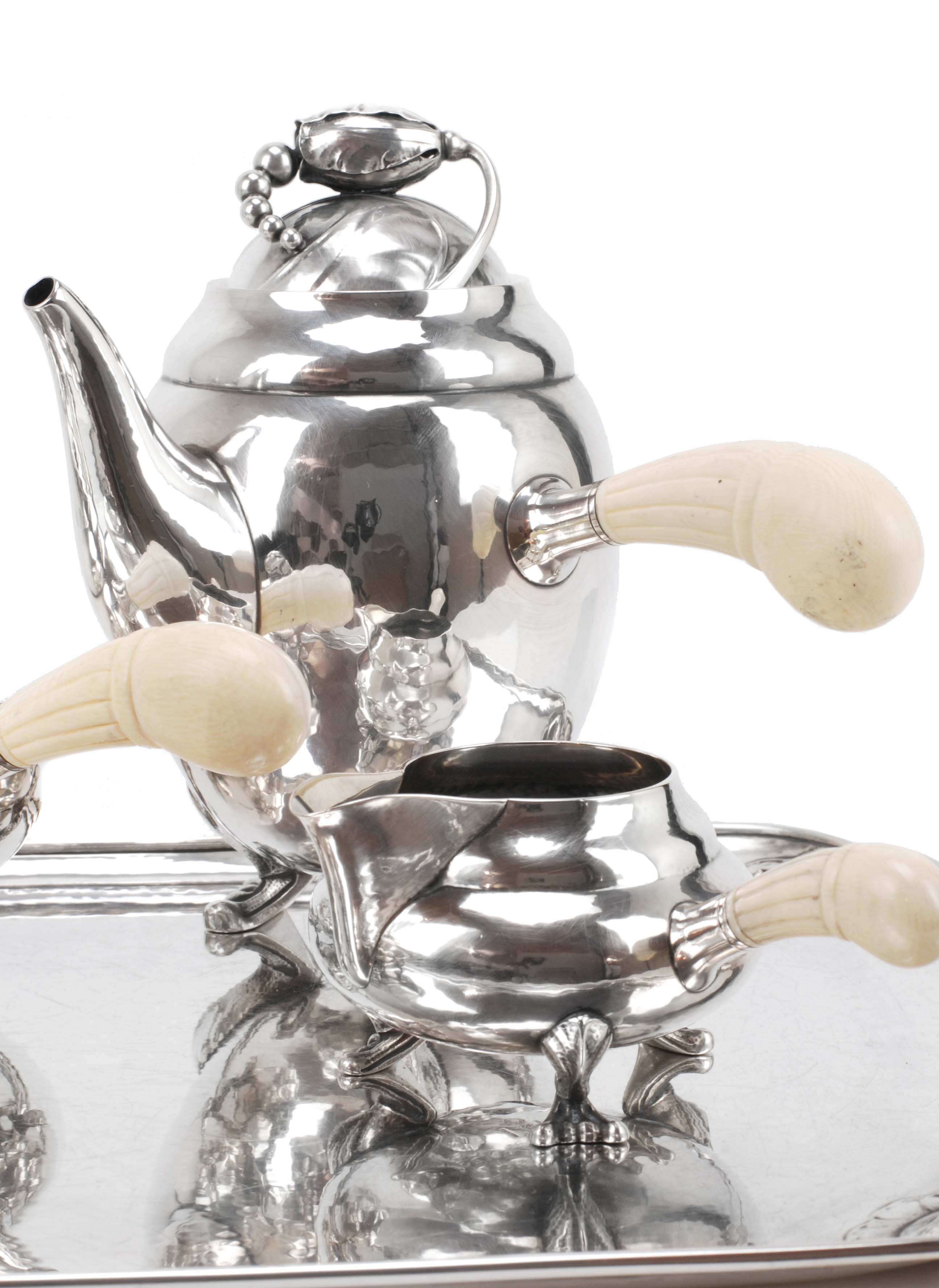 GEORG JENSEN (DINAMARCA, 1866-1935), JUEGO DE CAFÉ Y TÉ DAN