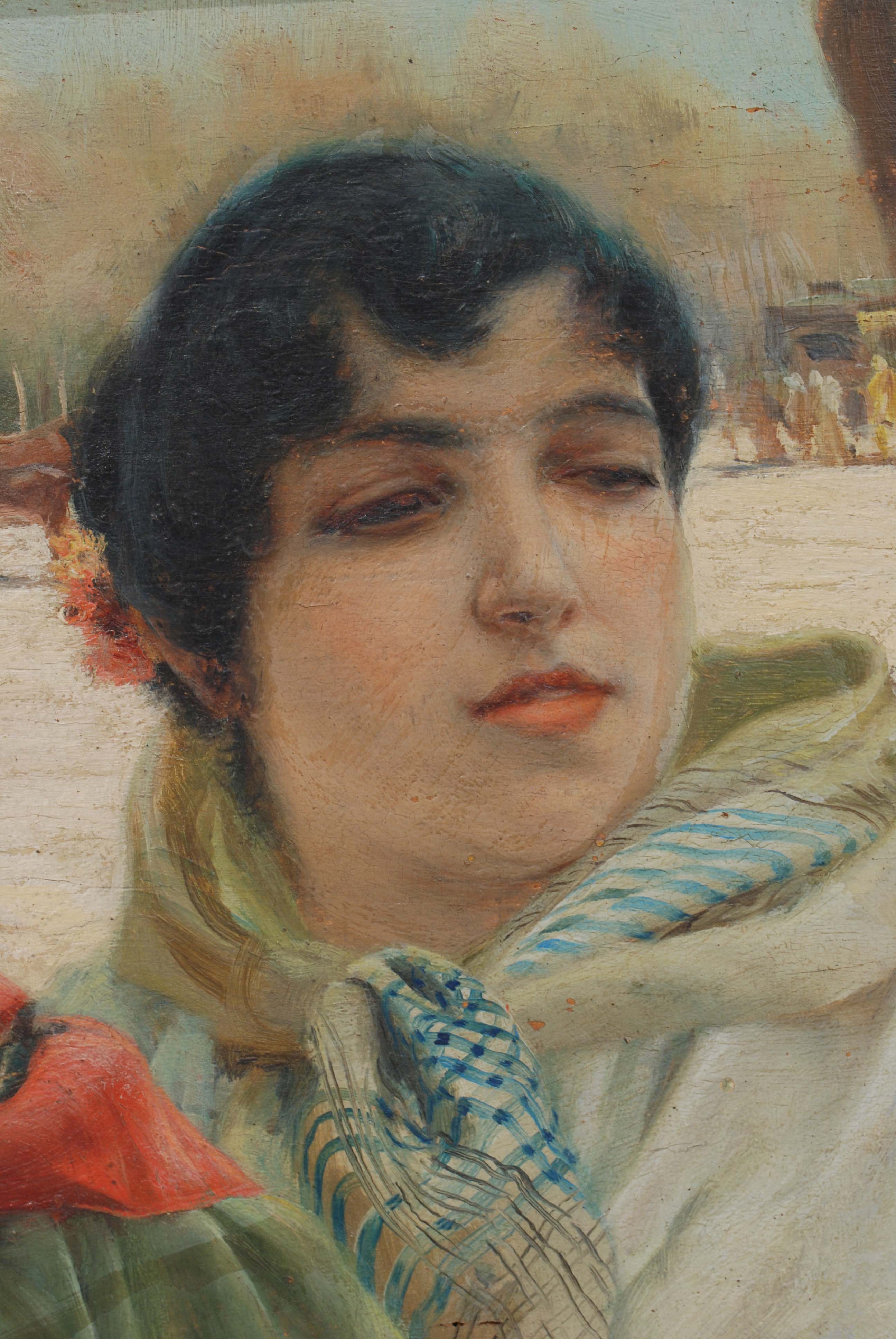 JOAN LLAVERIAS LABRO (1865-1938), De verbena., Óleo sobre t