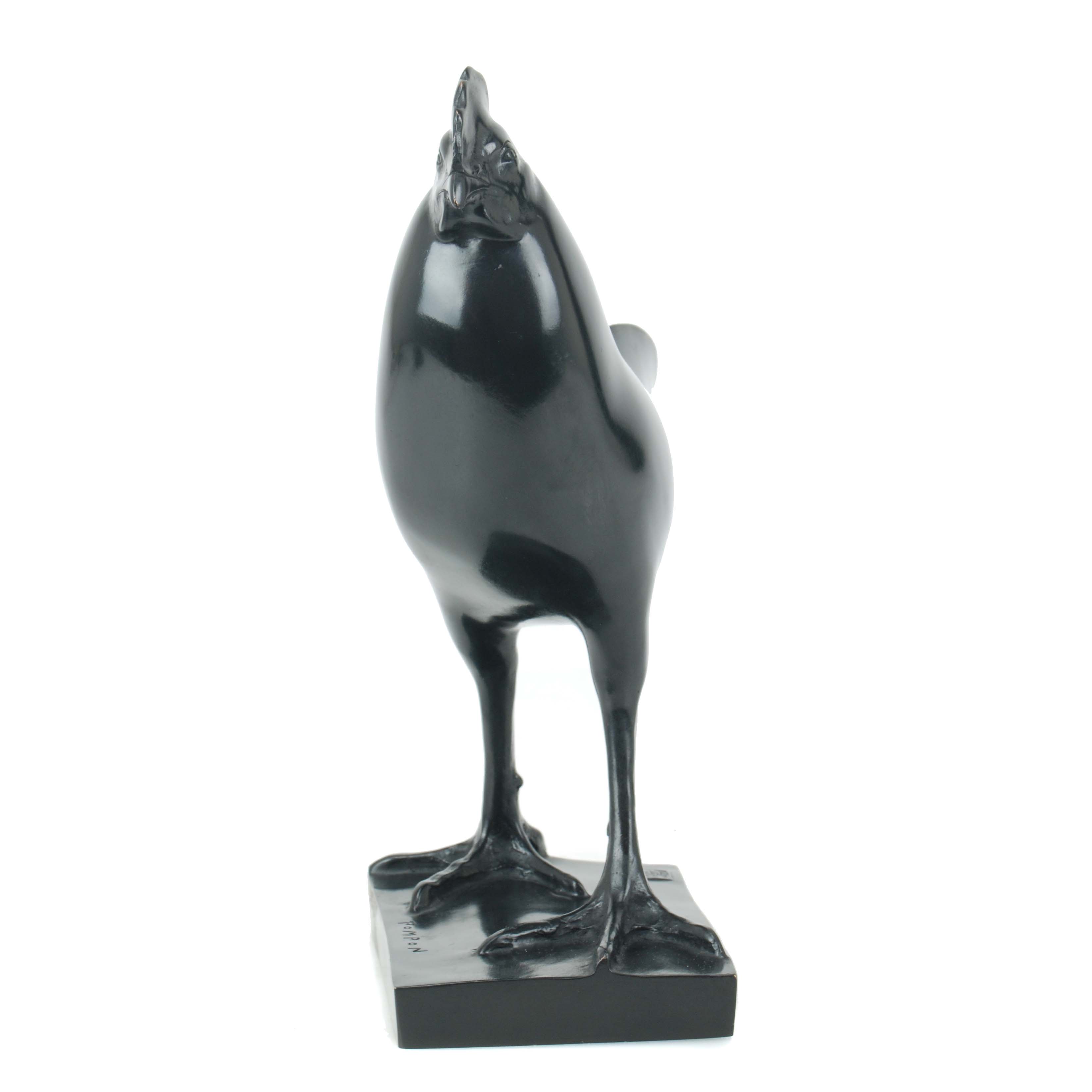 FRANÇOIS POMPON (1855-1933), "Coq"., Bronce de pátina negra