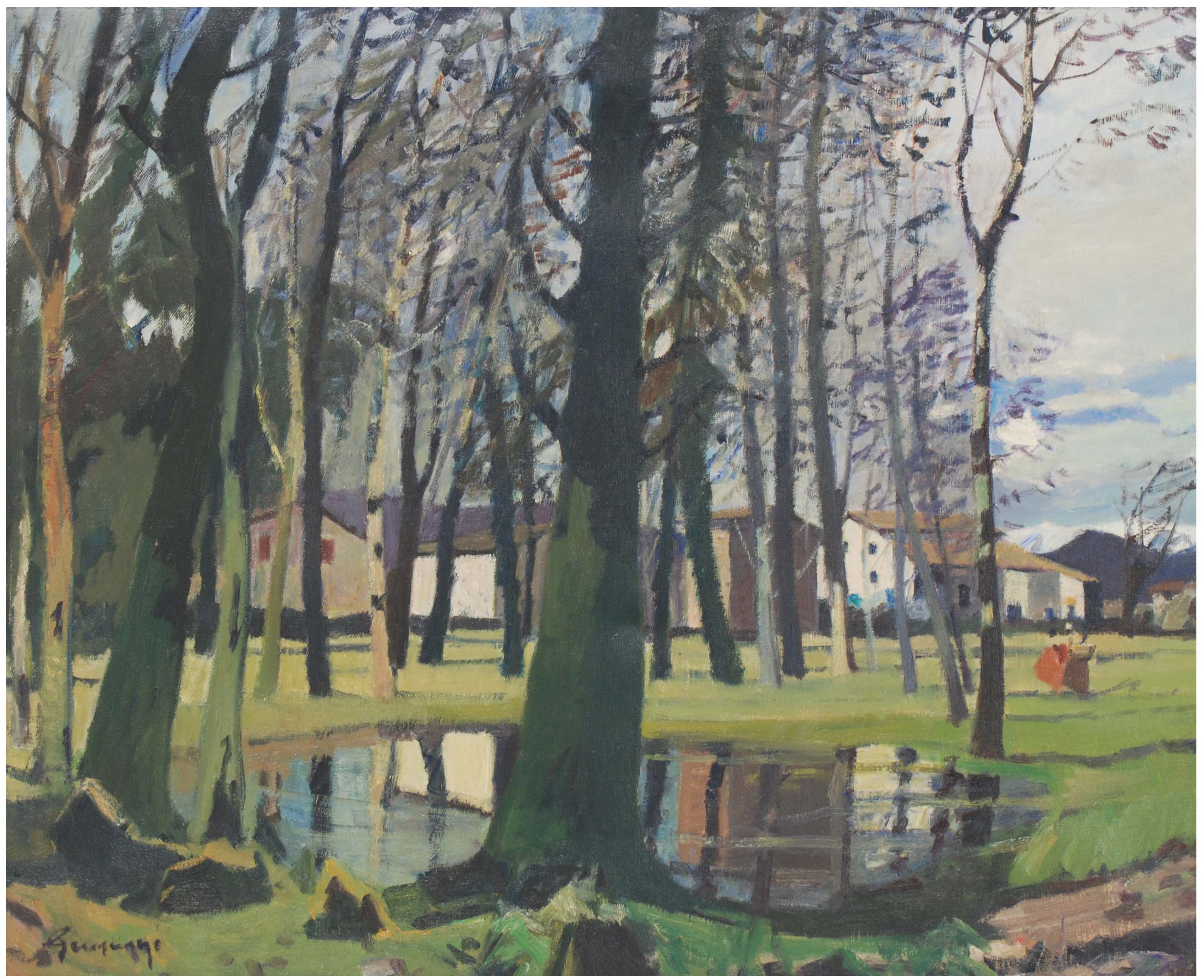PERE GUSSINYÉ GIRONELLA (1898-1980), Pueblo de montaña., Ól