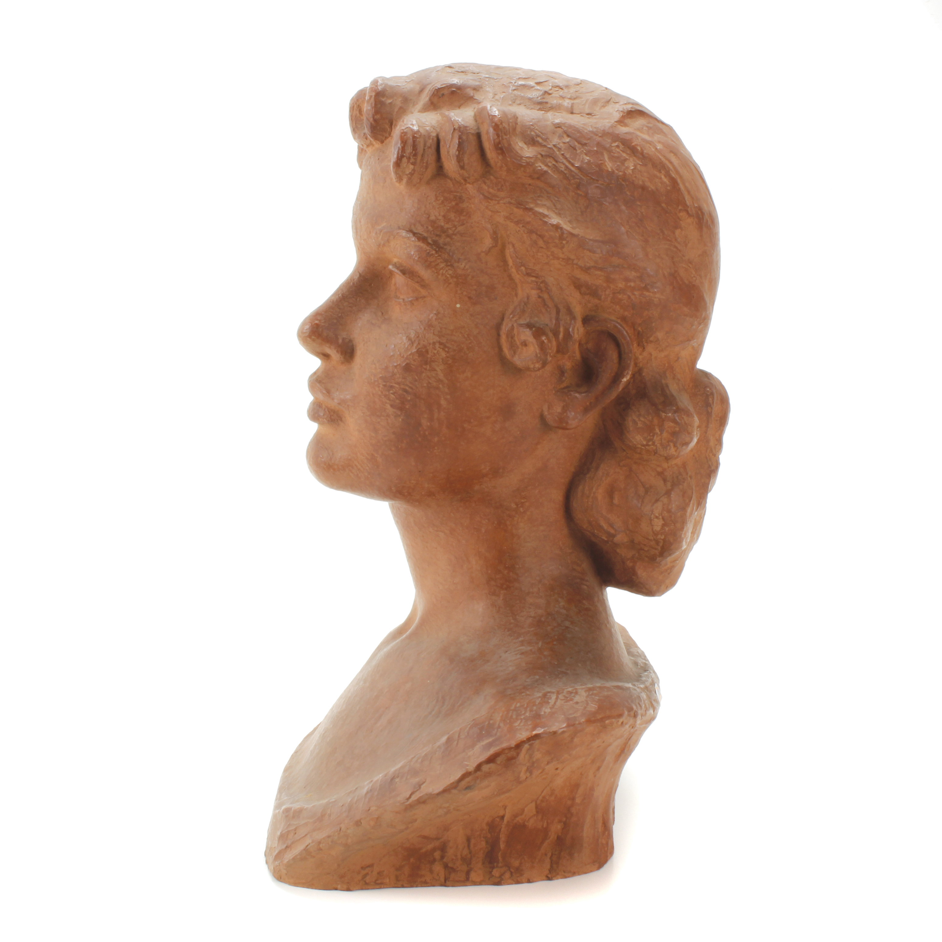 ESCUELA CATALANA, MED. SIGLO XX. "BUSTO DE UNA JOVEN". 