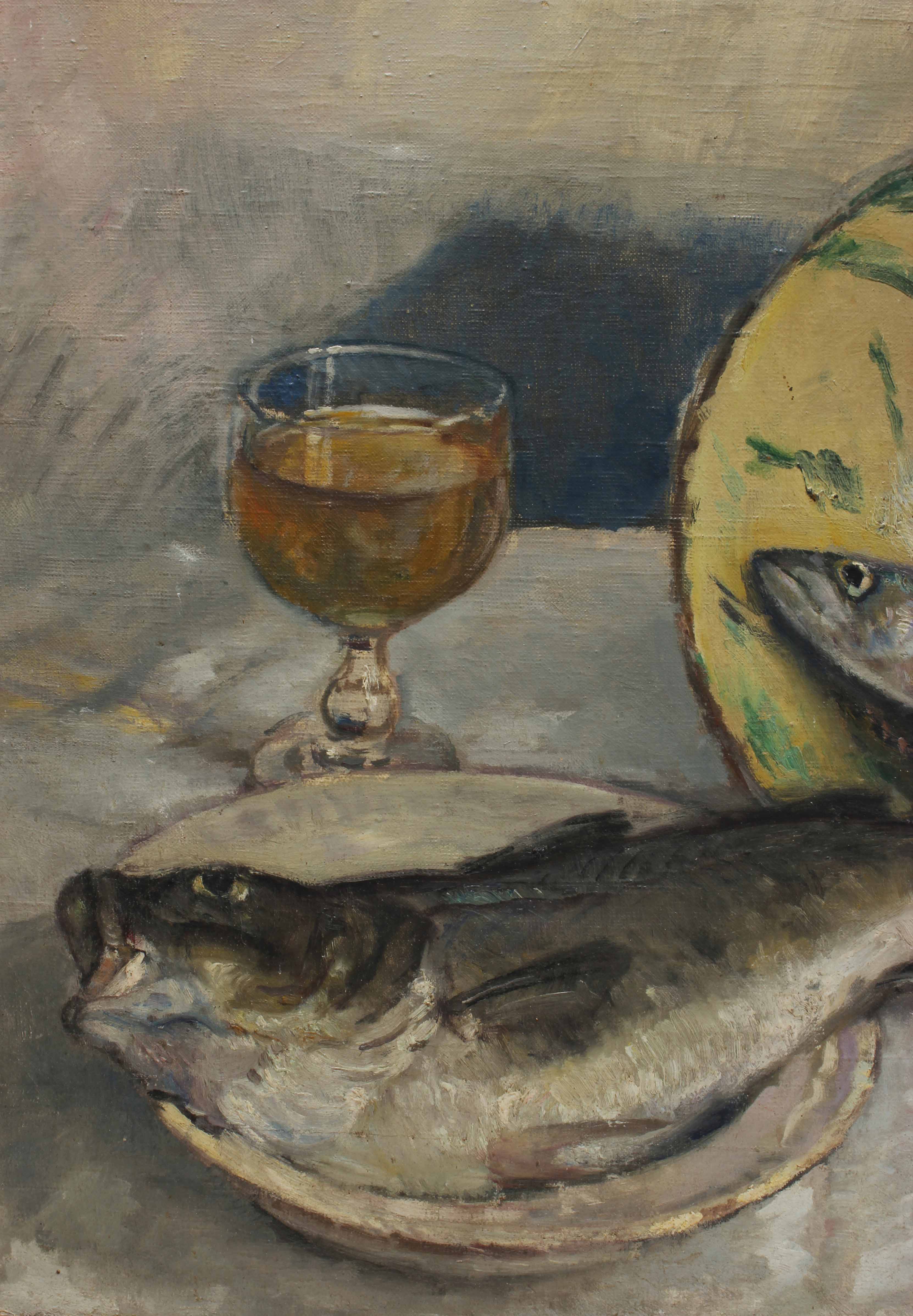 RAFAEL MARTÍNEZ PADILLA (1878-1961). "BODEGÓN CON PECES", 1