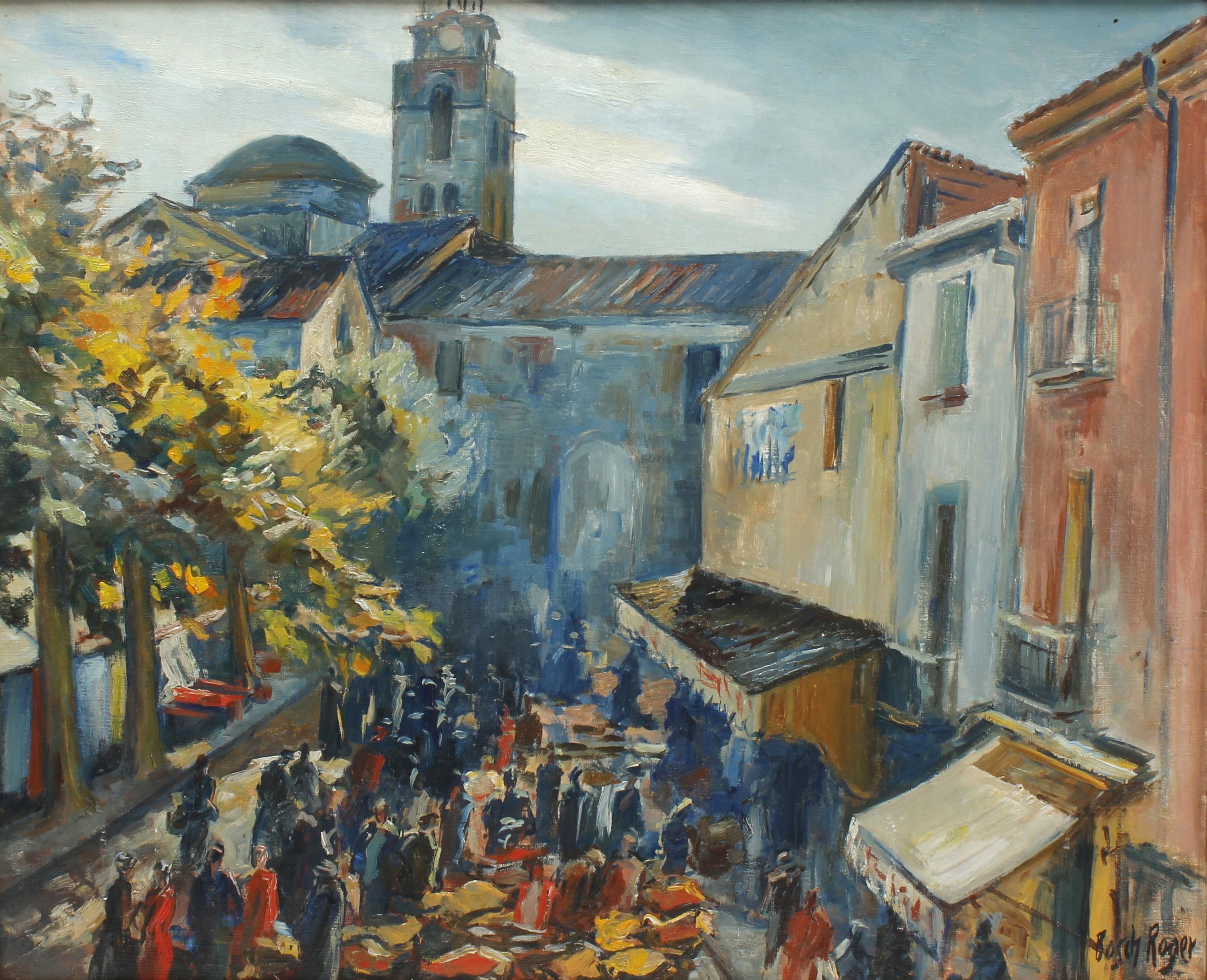 EMILI BOSCH ROGER (1894-1980). "MERCADO" Y "VISTA RURAL", 1