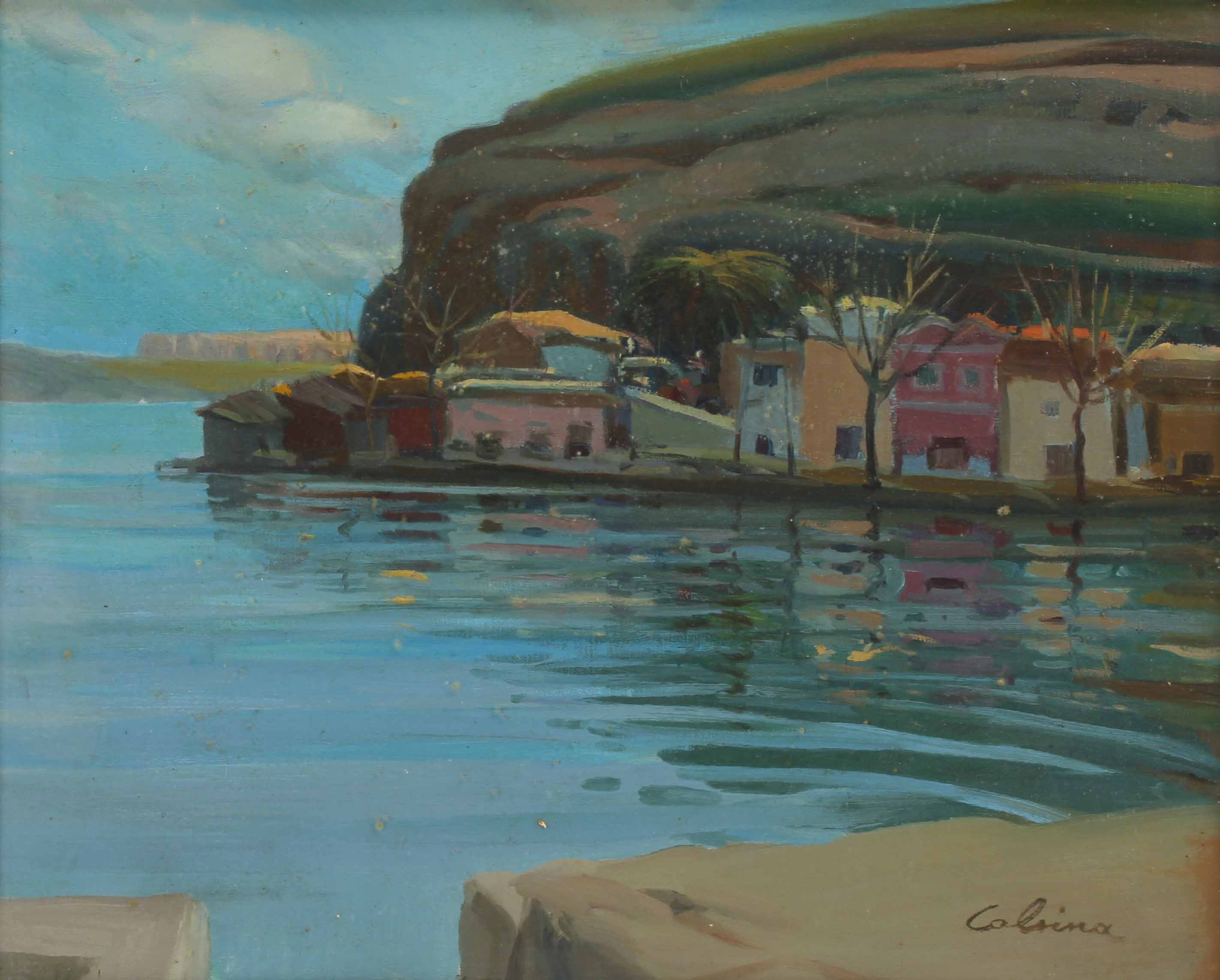 RAMÓN CALSINA BARÓ (1901-1992). "PUEBLO COSTERO DE MENORCA"