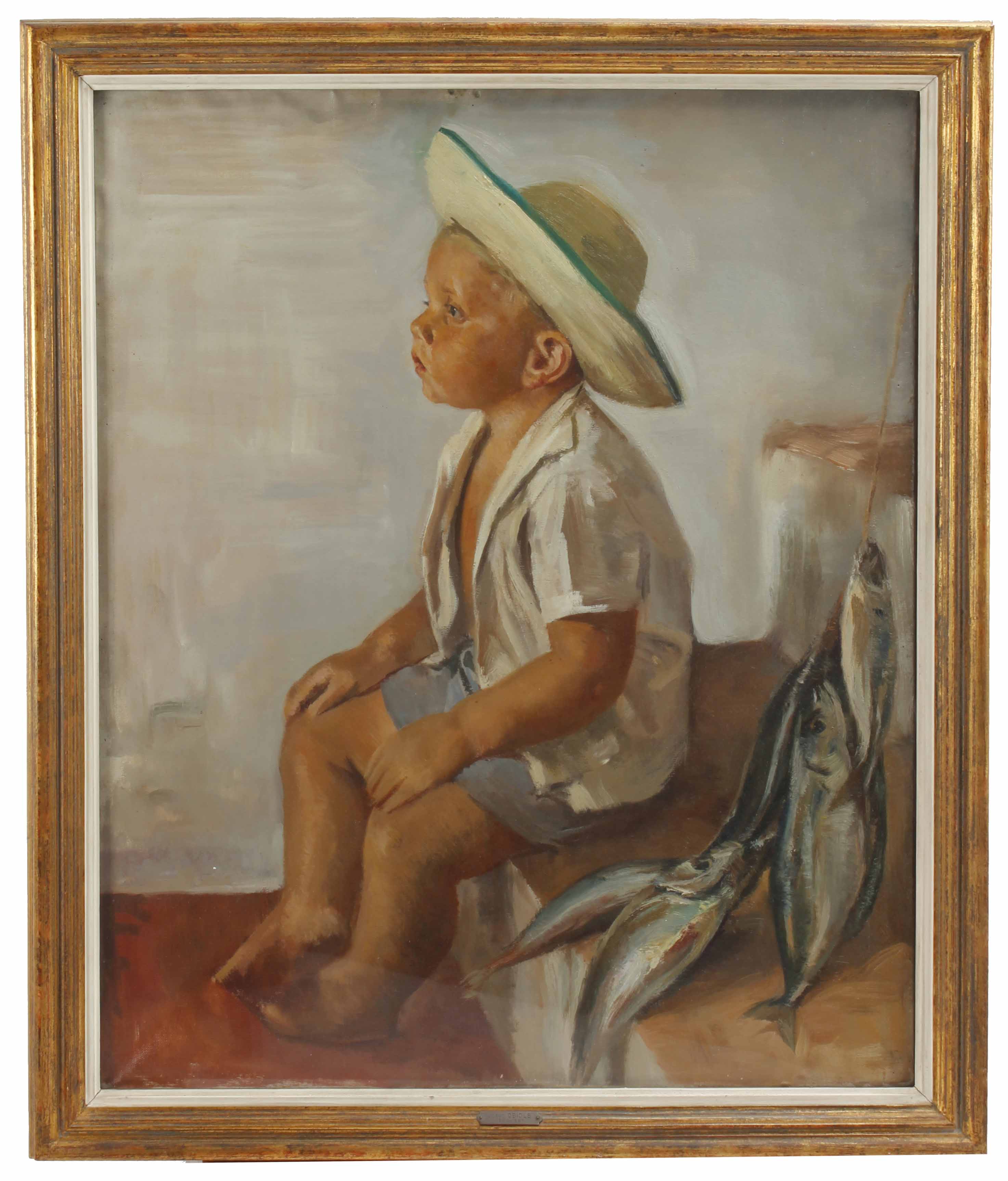 JOSEP OBIOLS PALAU (1894-1967). "EL NIÑO PESCADOR".