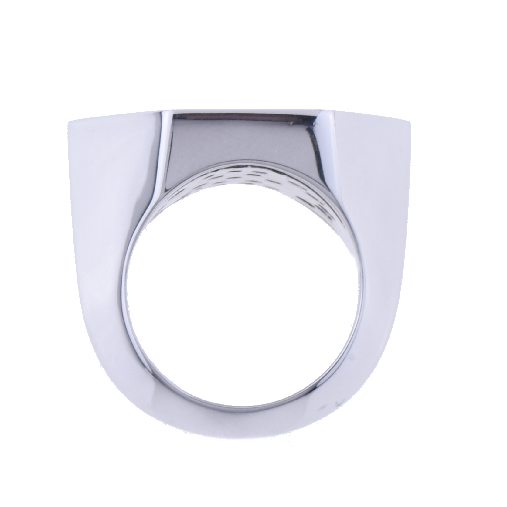 Sortija tipo sello hexagonal con diamantes.