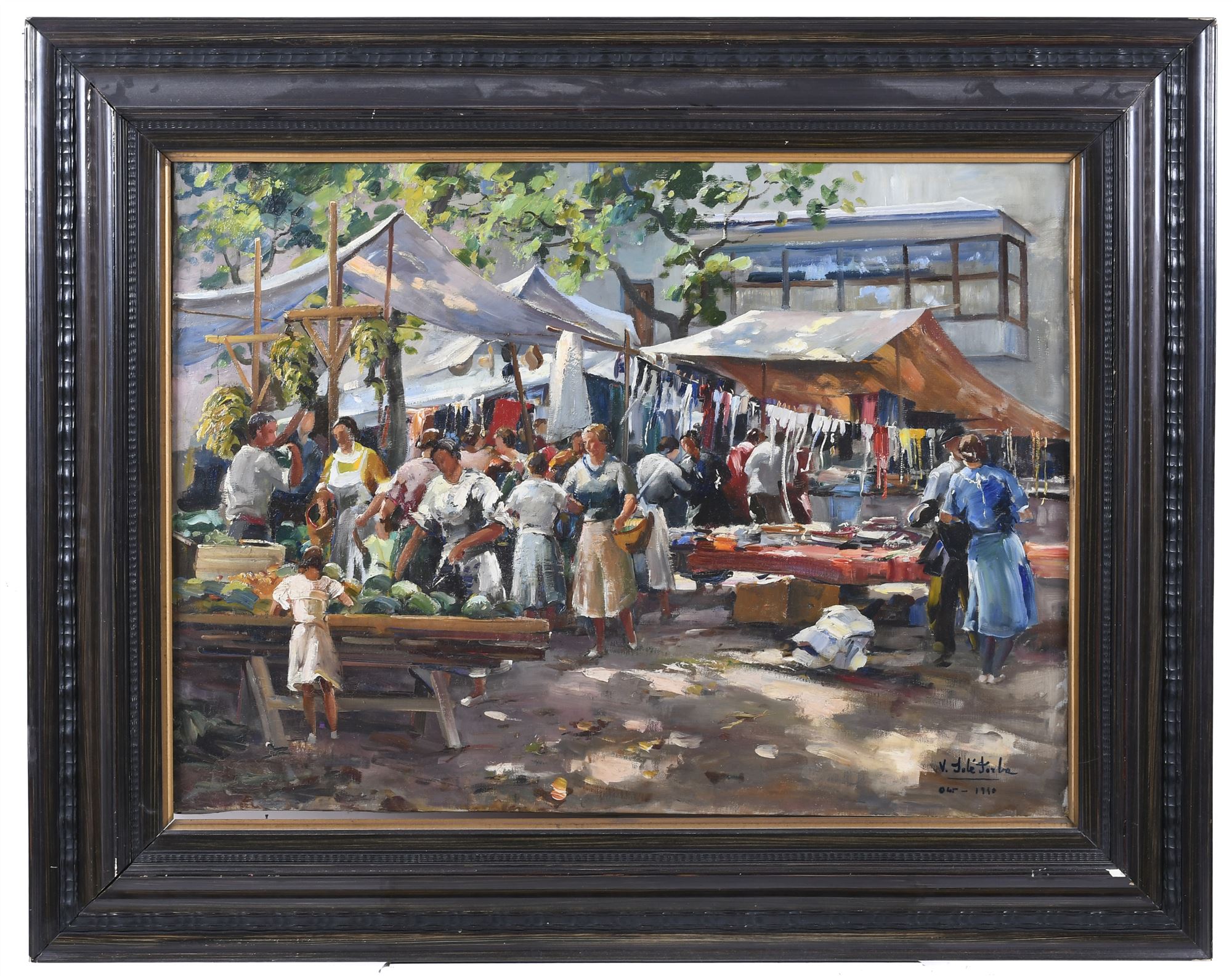 VICENÇ SOLÉ JORBA (1904-1949). "MERCADO DE PUEBLO", 1940.