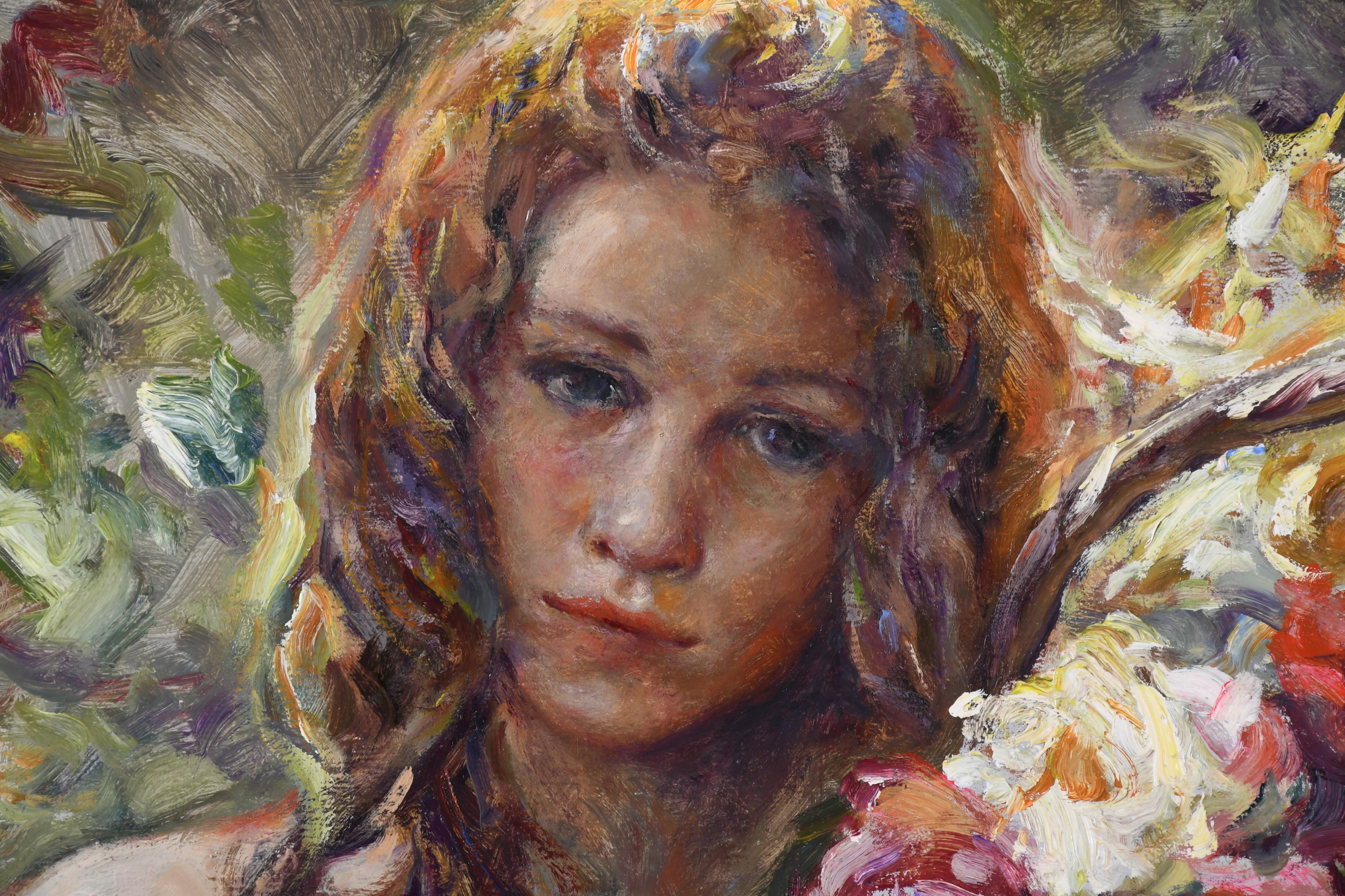 JOSÉ ROYO (1941).  "JOVEN CON CANASTA DE FLORES".