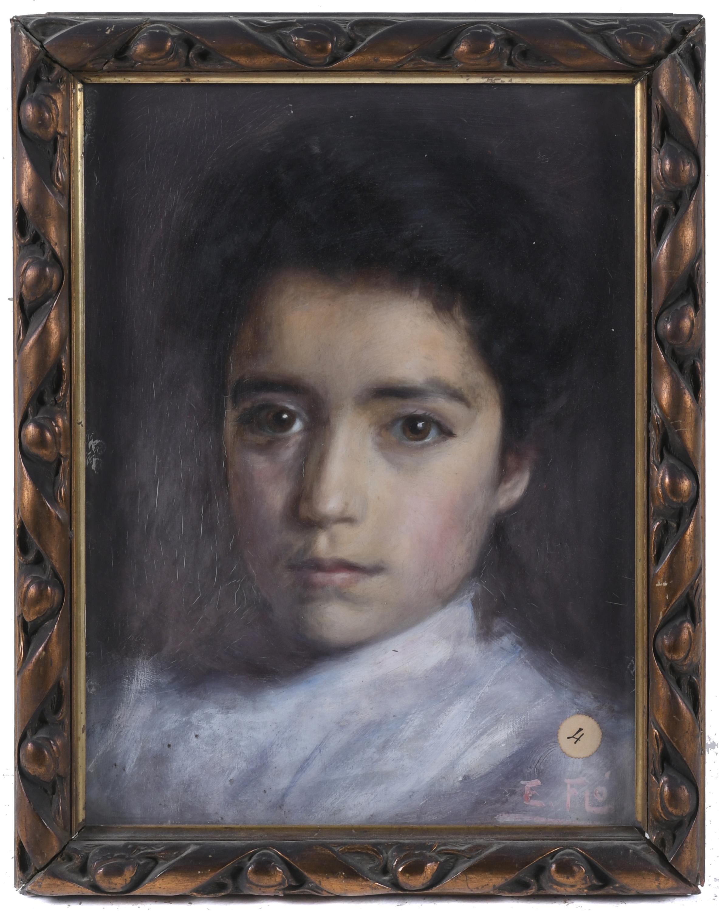 EDUARD FLÒ GUITART (1881-1958). "RETRATO DE UNA NIÑA". 