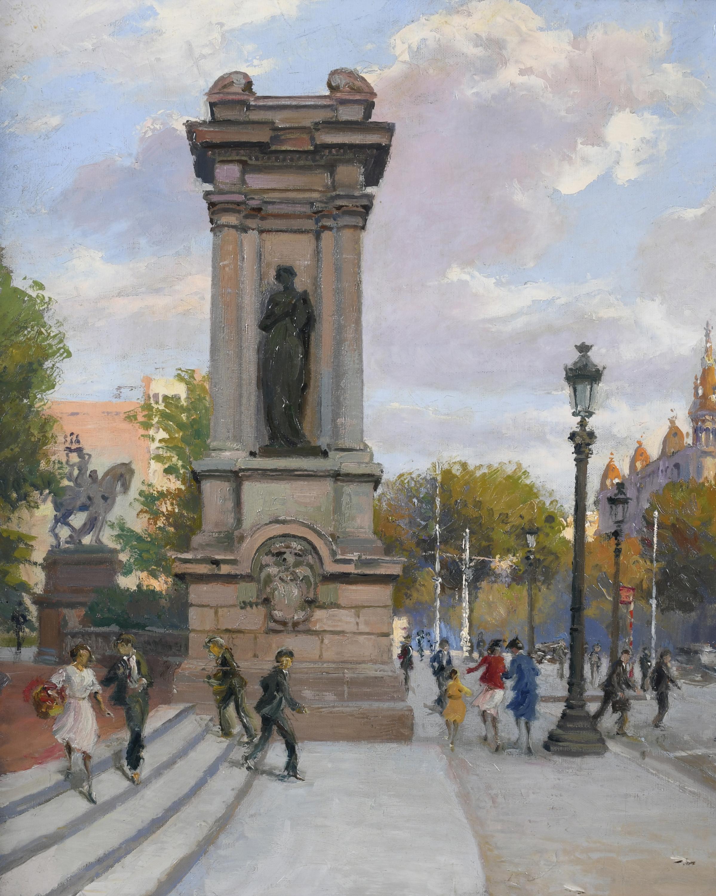 JOSEP MESTRES CABANES (1898-1990). "PLAZA CATALUNYA CON PAS