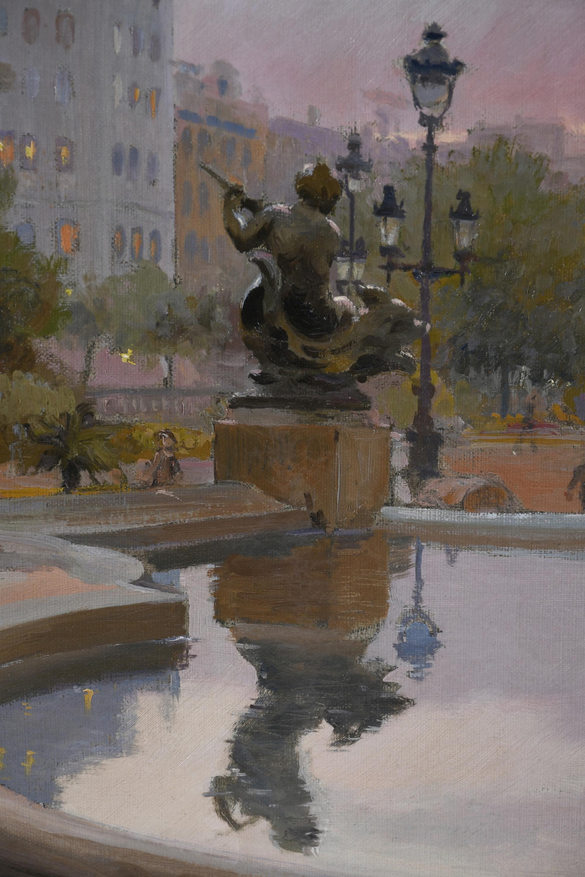 JOSEP MESTRE CABANES (1898-1990). "PLAZA CATALUNYA, AMANECE