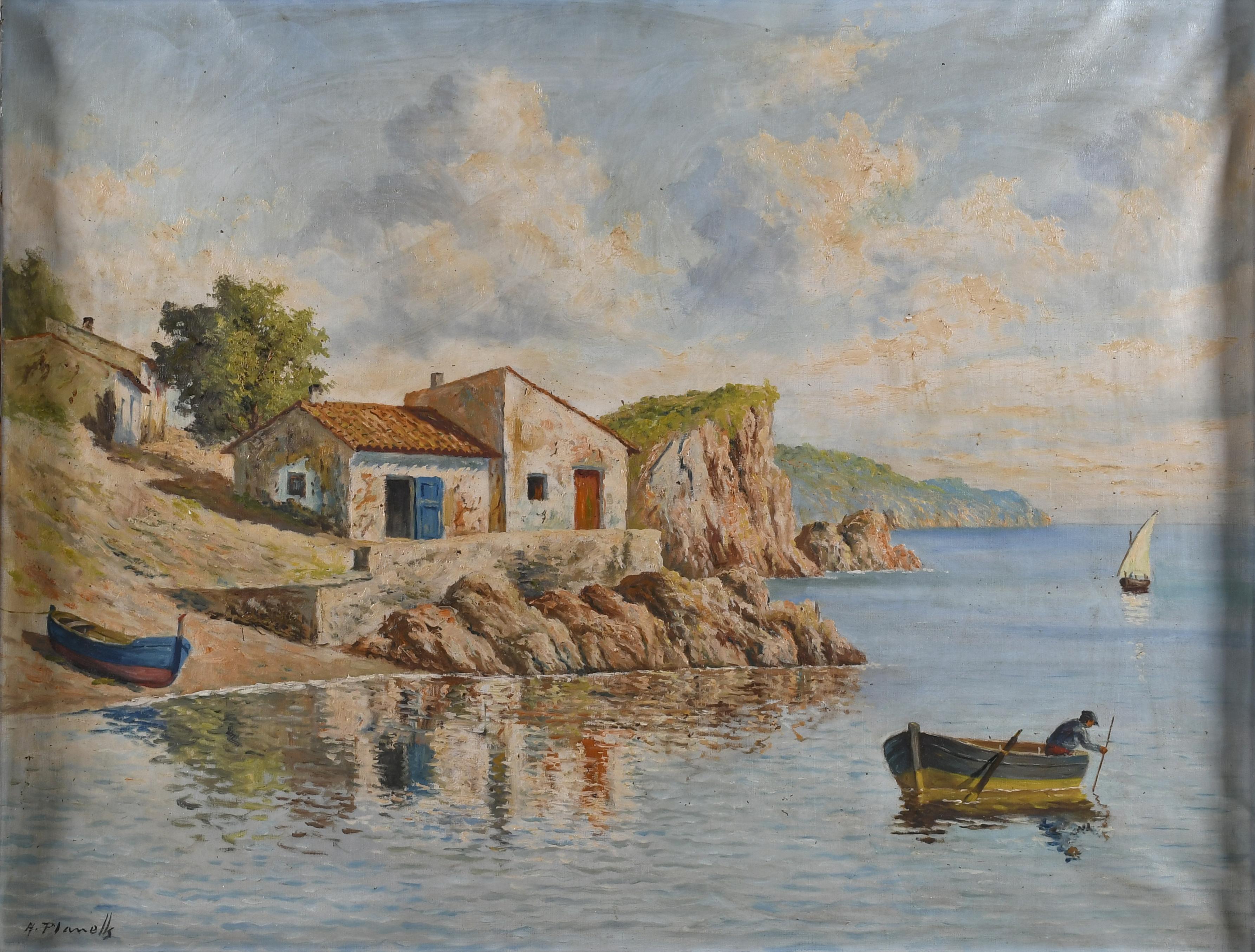 ÀNGEL PLANELLS (1901-1989). "CASAS DE PESCADORES" (Costa Br