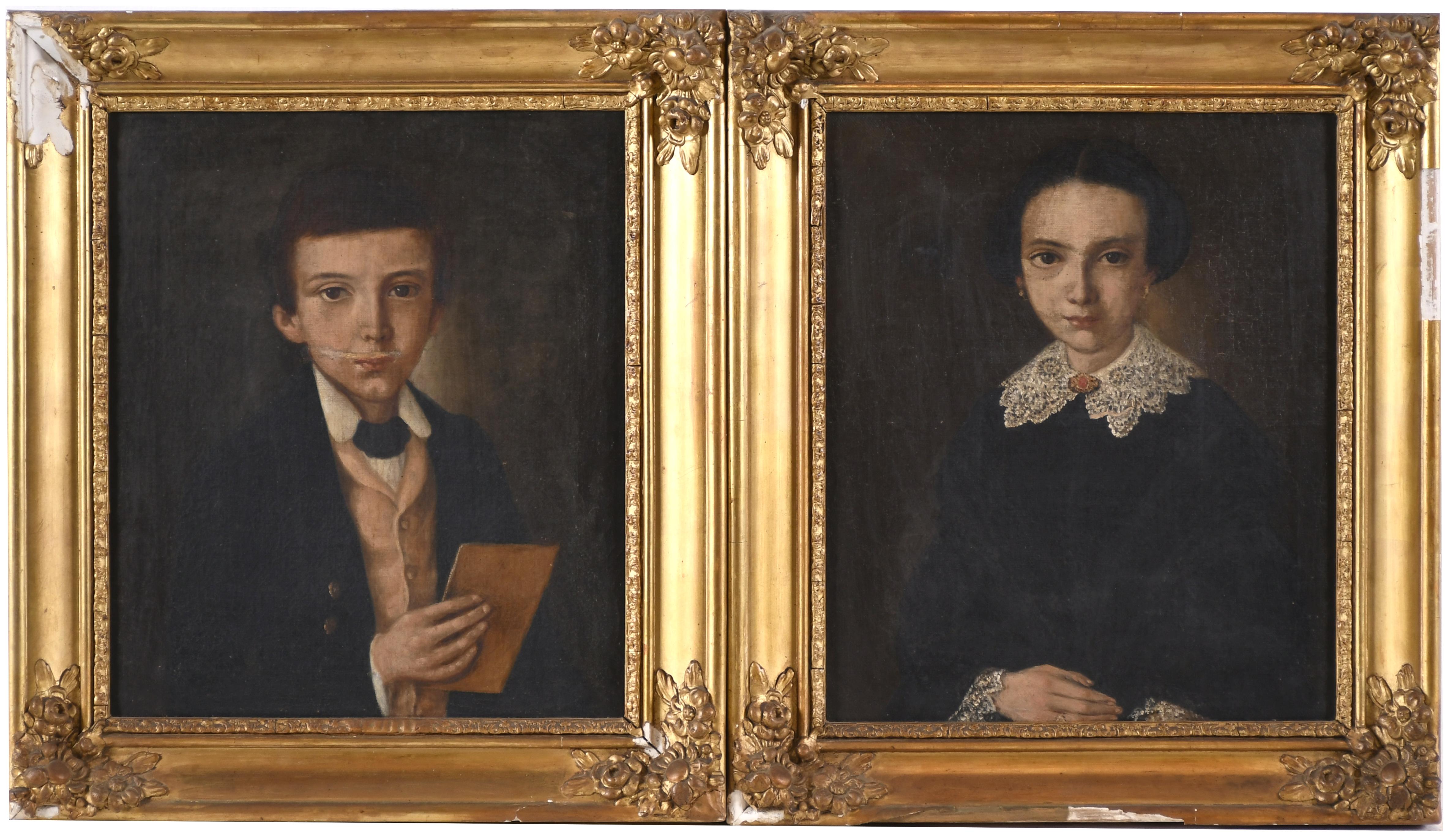 ESCUELA ESPAÑOLA, MEDIADOS SIGLO XIX. "PAREJA DE RETRATOS D