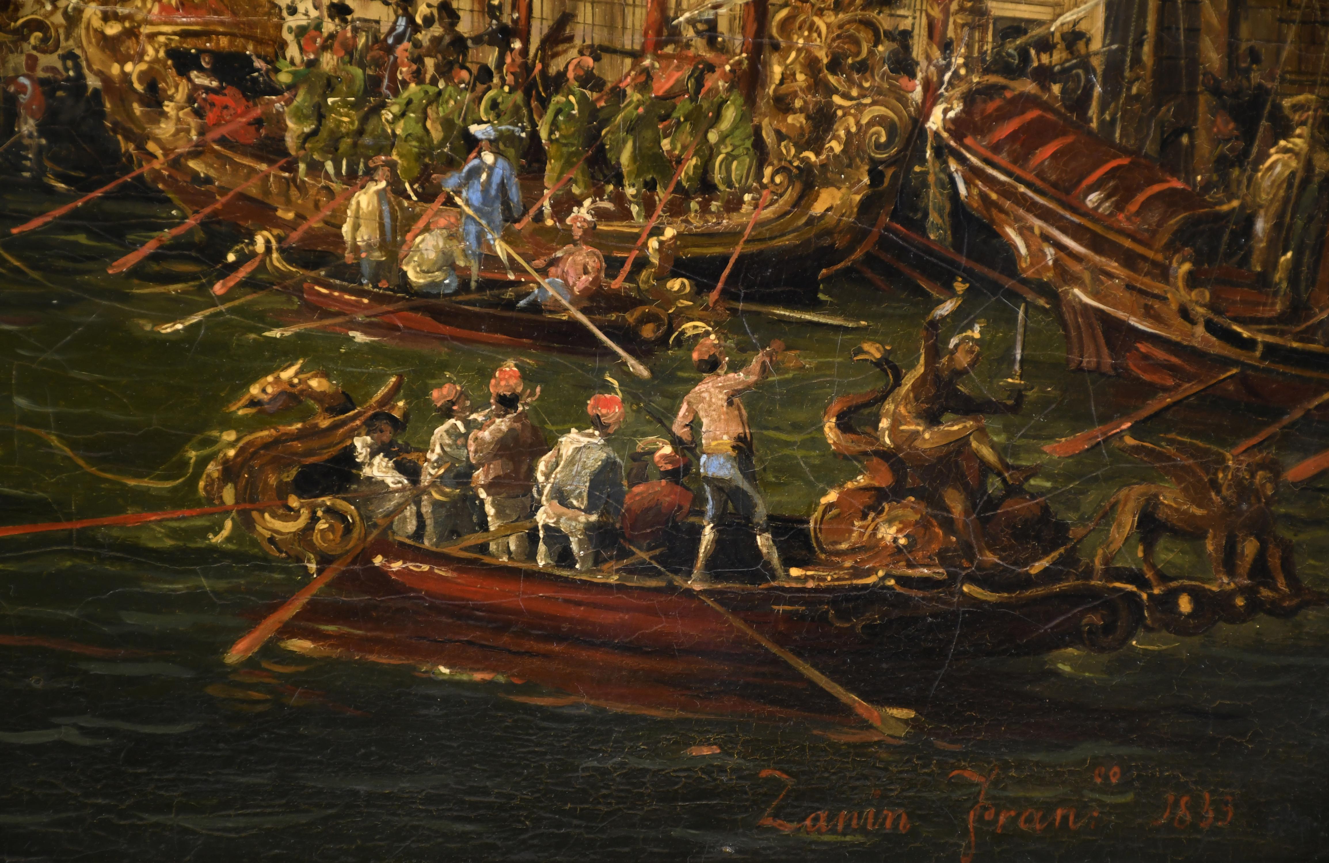 FRANCESCO ZANIN (1824-1884). "REGATA BAJO EL PUENTE DE RIAL