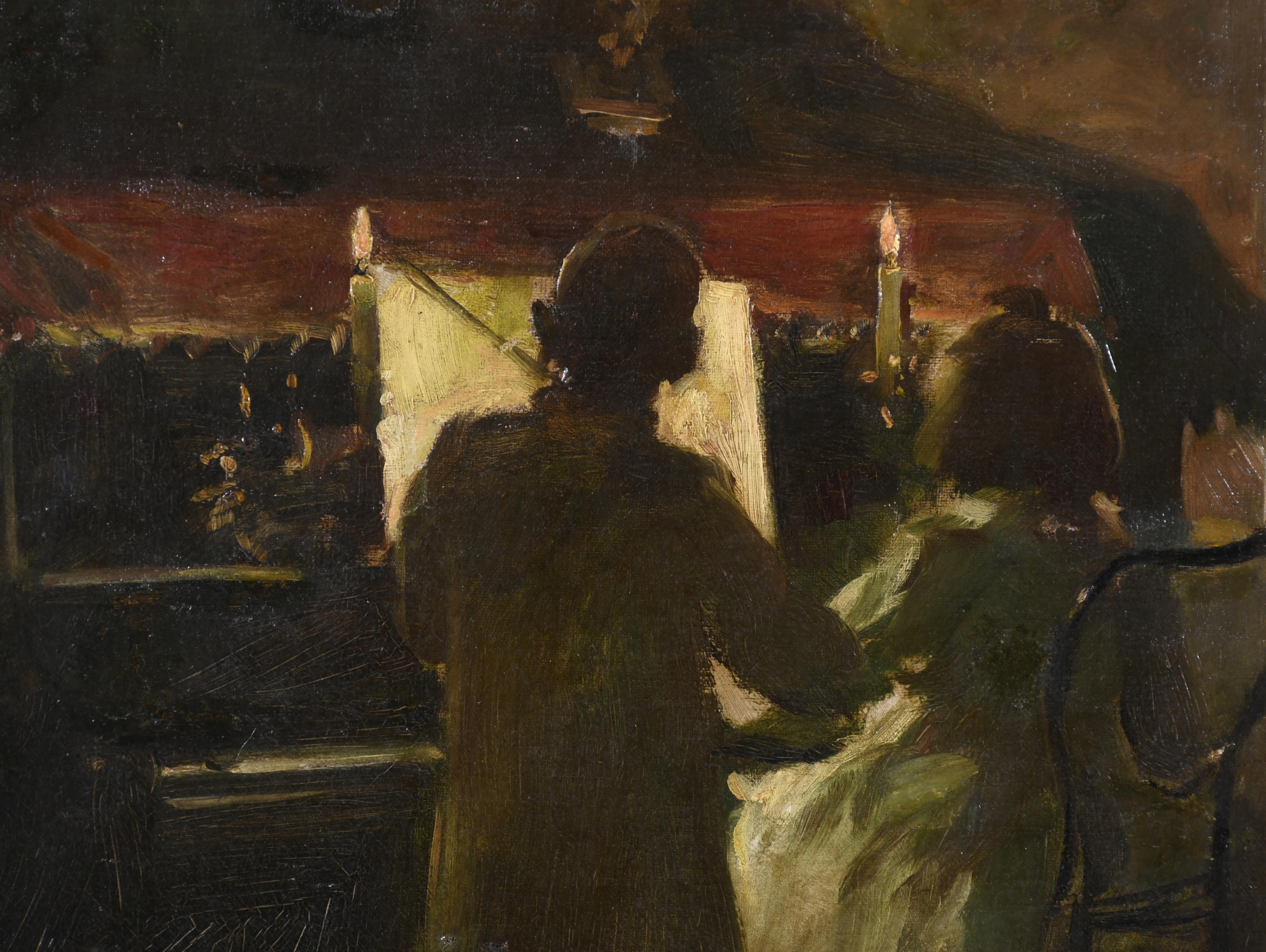 ESCUELA ESPAÑOLA, SIGLO XIX. "LECCIÓN DE MÚSICA", 1899.