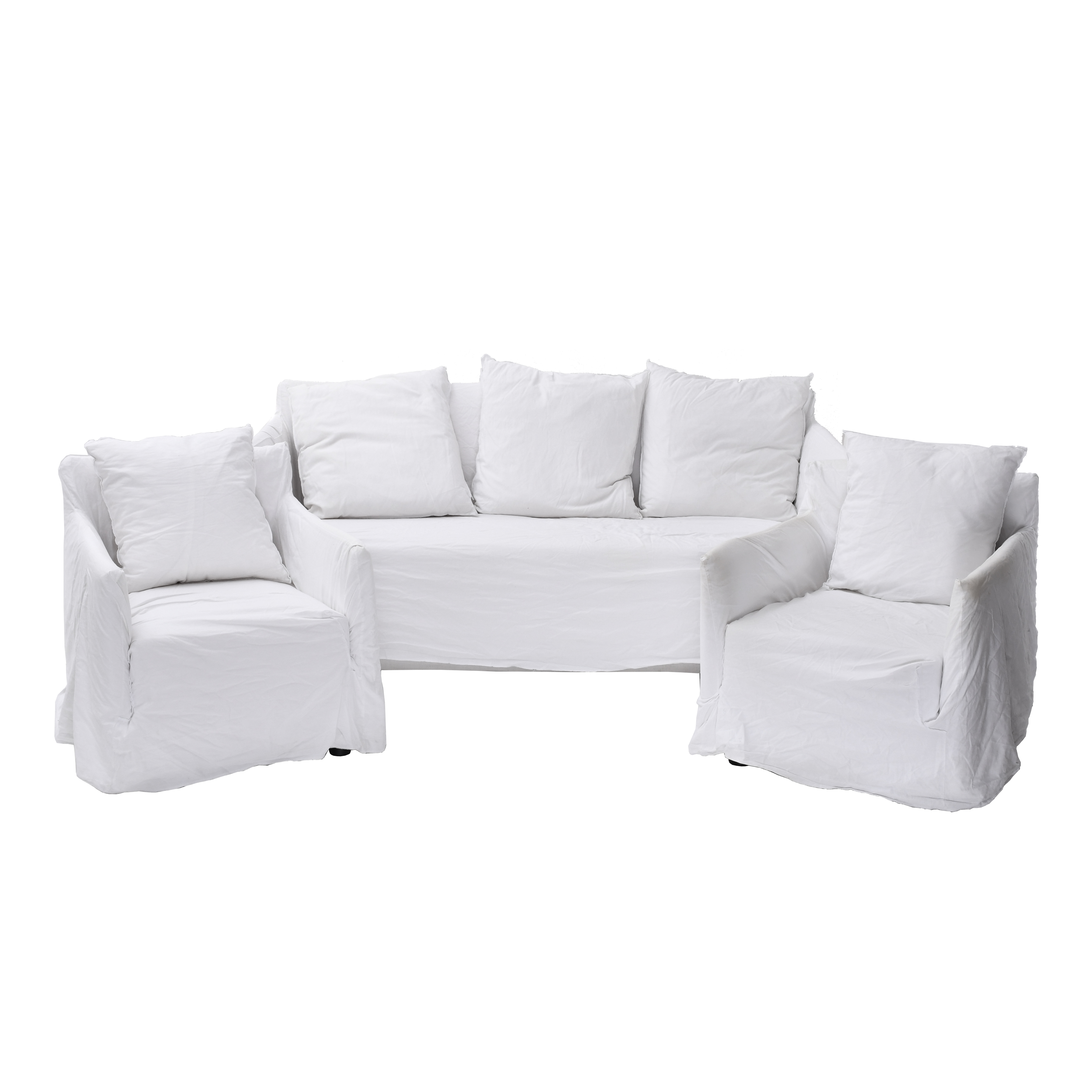 GERVASONI. CONJUNTO DE SOFÁ Y SILLONES MODELO "GHOST". 