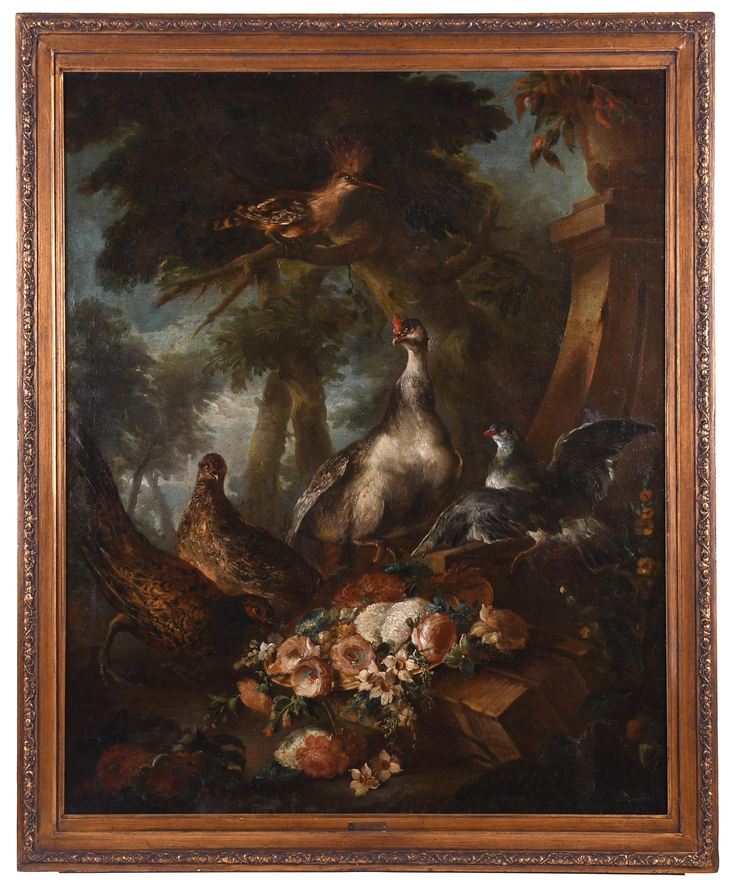 ATRIBUIDO A JEAN-BAPTISTE OUDRY (1686-1755) "AVES Y FLORES"