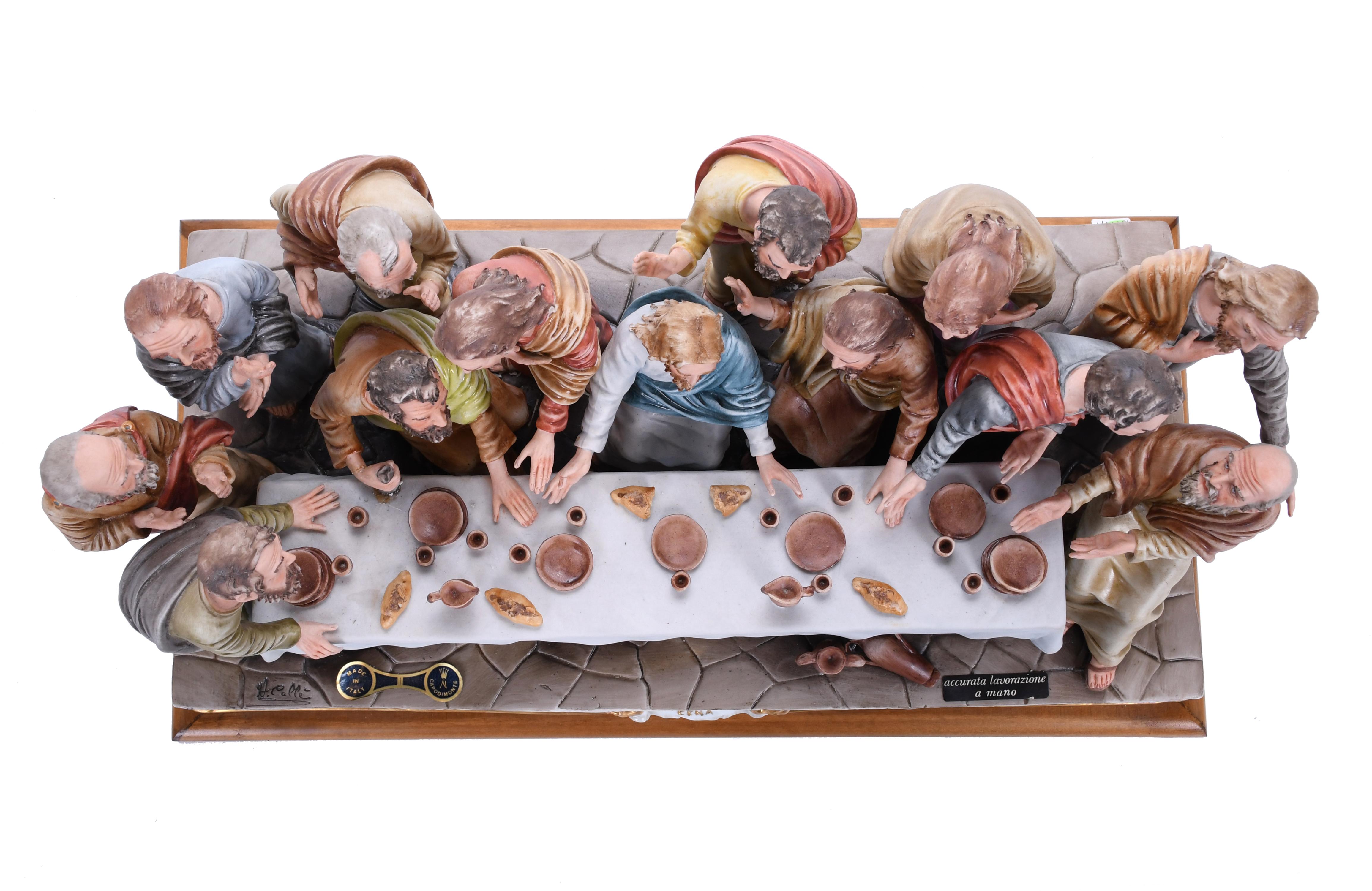 CAPODIMONTE.  GRUPO ESCULTÓRICO "L&#39;ULTIMA CENA", CIRCA 1980