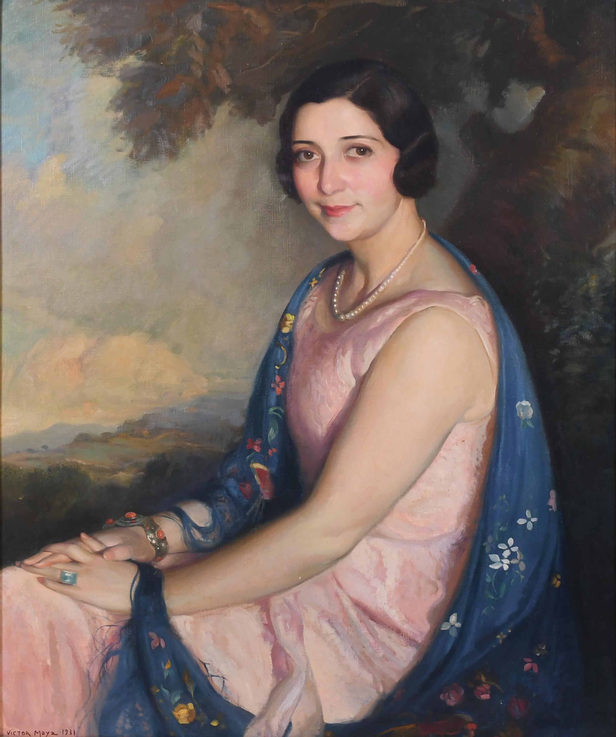 VÍCTOR MOYA CALVO (1889-1972).  "RETRATO DE LA SRA. CASANEL